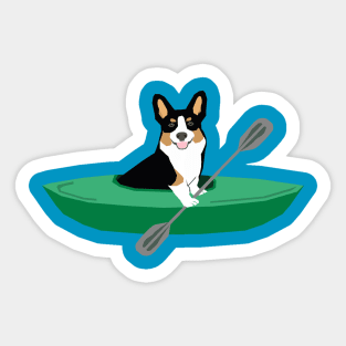 Tri Corgi Kayak Sticker